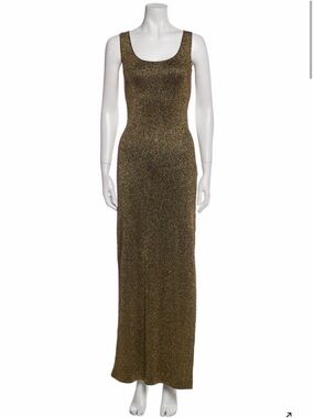 Tom Ford Metallic Gold Scoop-Neck Maxi Dress